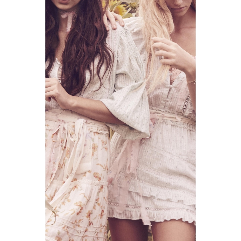 NWT Love Shack Fancy Lyla Cotton And Linen skirt